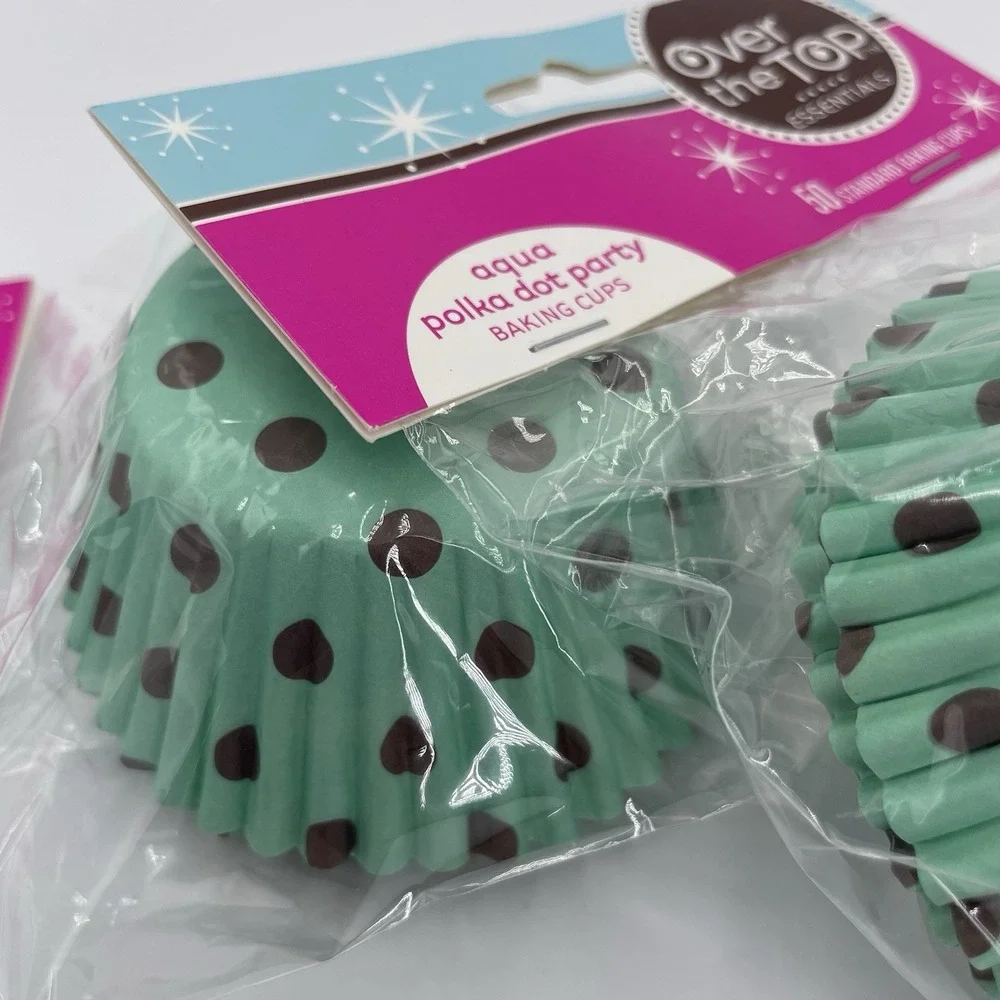 Aqua Polka Dot Classic Cupcake Liners, 100 count Baking Cups (2) X 50 Count